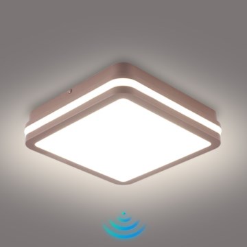 Brilagi - LED зовнішній стельовий світильник BENE із сенсором LED/18W/230V 21,5x21,5 см, коричневий, IP54