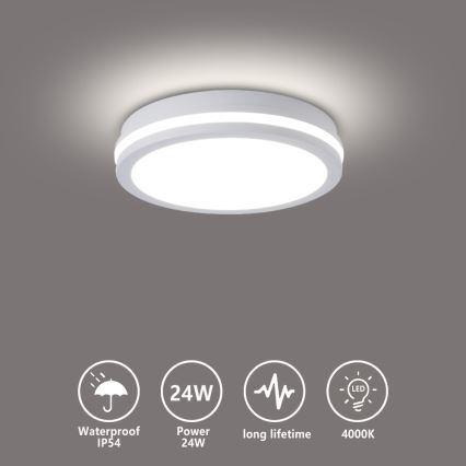 Brilagi - LED зовнішній стельовий світильник BENE LED/24W/230V діаметр 26 см білий IP54