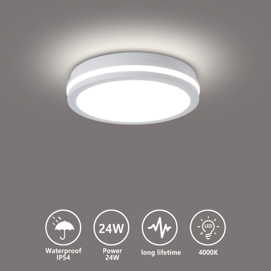 Brilagi - LED зовнішній стельовий світильник BENE LED/24W/230V діаметр 26 см білий IP54