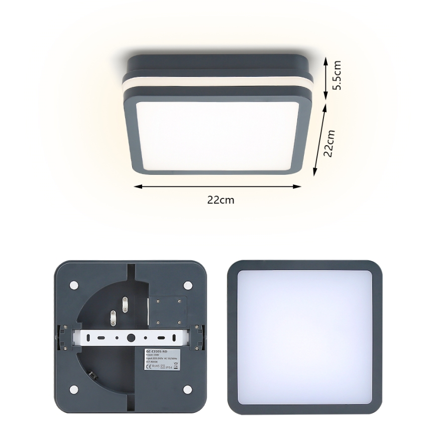 Brilagi - Зовнішній світильник LED із датчиком BENE LED/18W/230V 22x22 cm антрацит IP54
