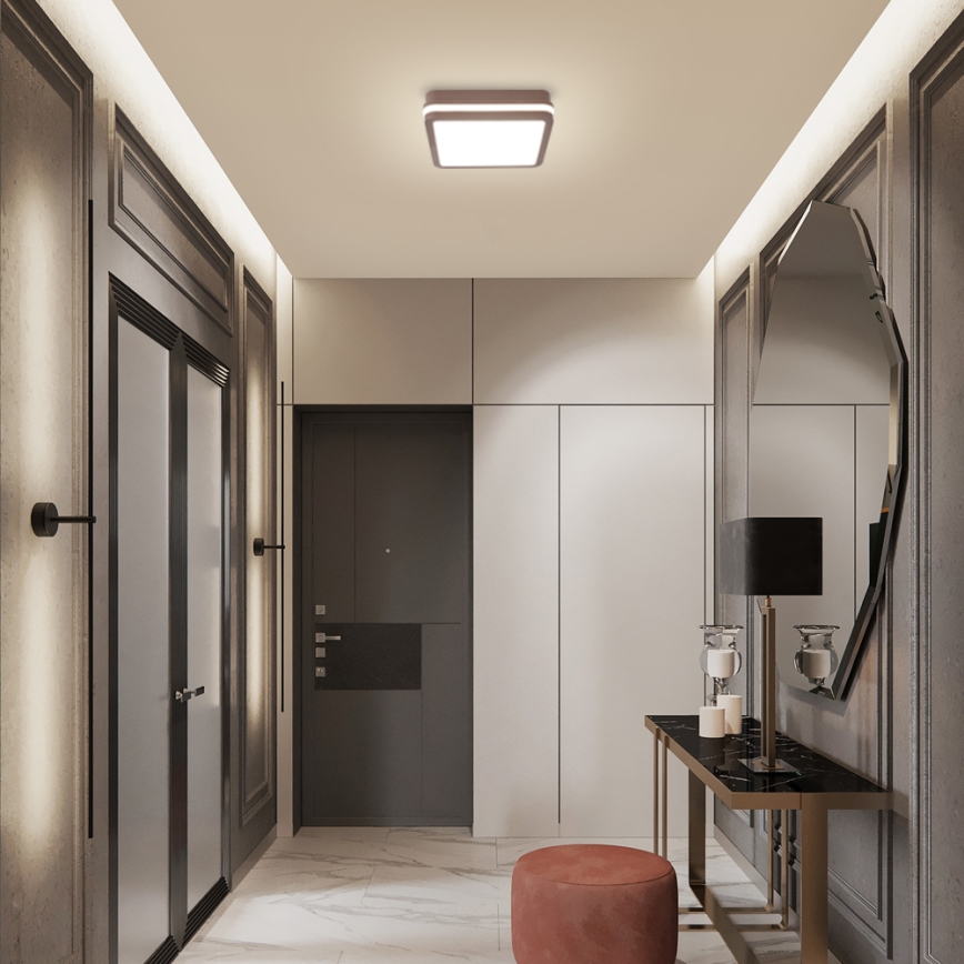 Brilagi - LED зовнішній стельовий світильник з датчиком BENE LED/18W/230V 21,5x21,5 см коричневий IP54