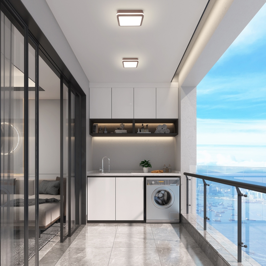 Brilagi - LED зовнішній стельовий світильник з датчиком BENE LED/18W/230V 21,5x21,5 см коричневий IP54