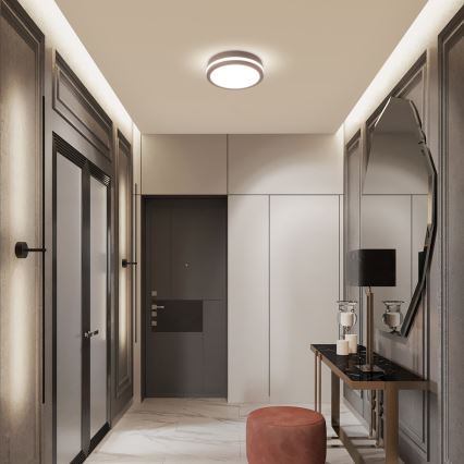 Brilagi - зовнішній стельовий LED-світильник з датчиком BENE LED/18W/230V, діаметр 21,5 см, коричневий, IP54