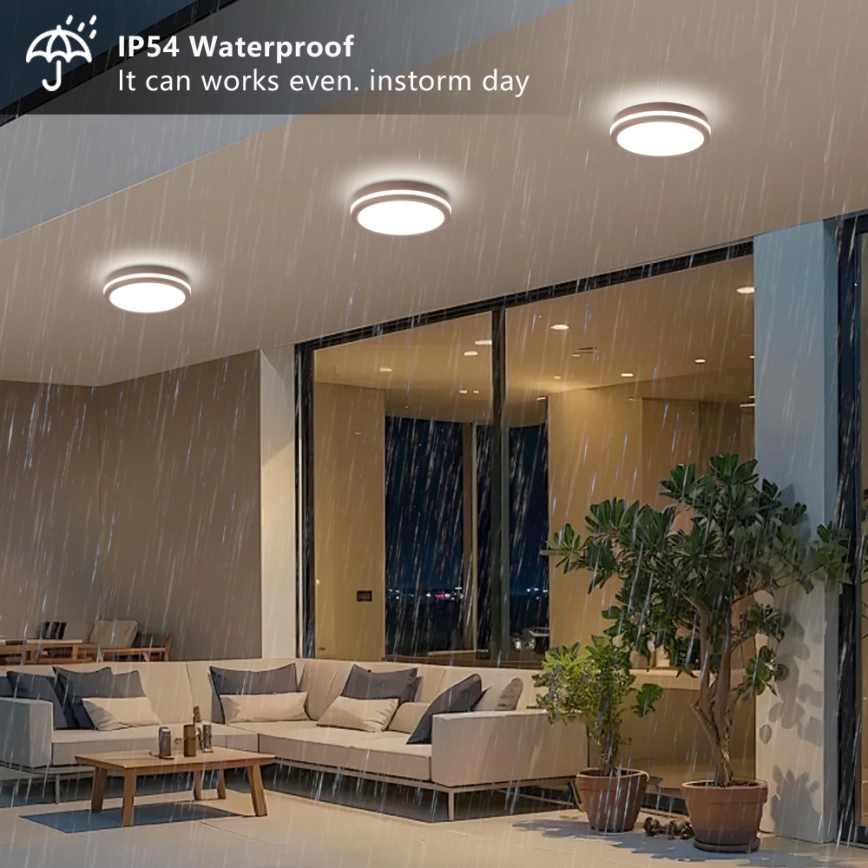 Brilagi - LED зовнішній світильник з датчиком BENE LED/24W/230V діам. 26 см коричневий IP54