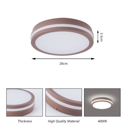 Brilagi - LED зовнішній світильник з датчиком BENE LED/24W/230V діам. 26 см коричневий IP54