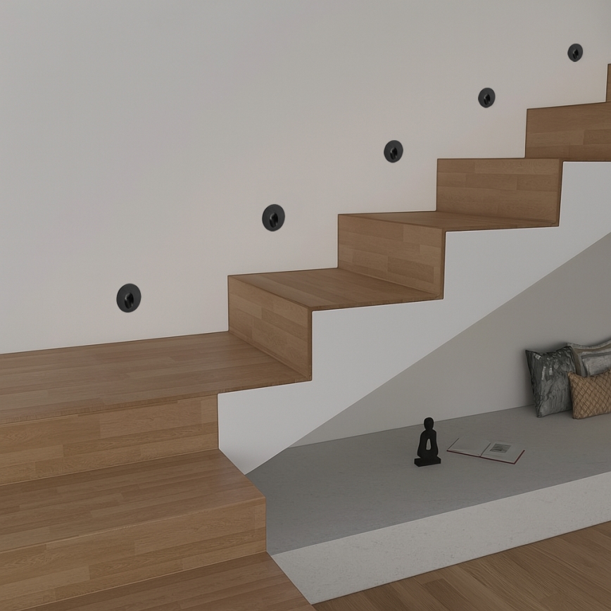 Brilagi - LED зовнішній вбудований світильник STAIRDOT LED/2W/230V чорний IP65 круглий