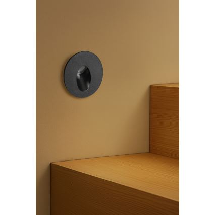 Brilagi - LED зовнішній вбудований світильник STAIRDOT LED/2W/230V чорний IP65 круглий