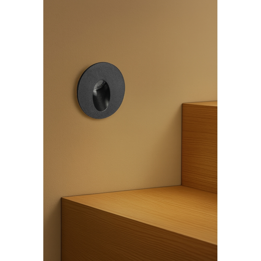 Brilagi - LED зовнішній вбудований світильник STAIRDOT LED/2W/230V чорний IP65 круглий