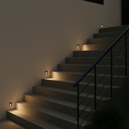 Brilagi - LED зовнішній вбудований світильник STAIRDOT LED/2W/230V чорний IP65 квадратний