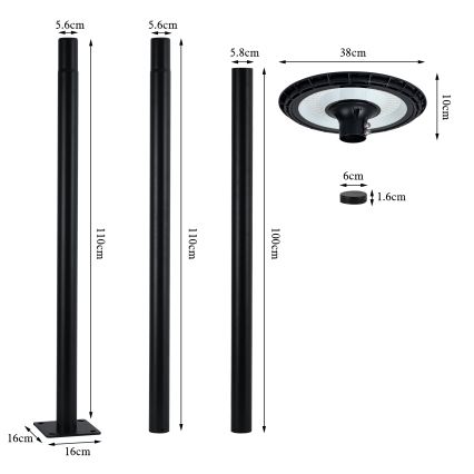 Brilagi - LED зовнішній вуличний світильник URBANSPARK LED/120W/230V чорний IP65
