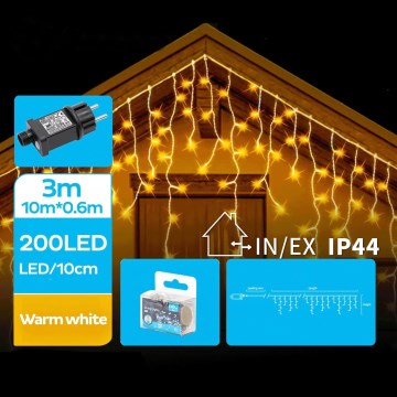 Brilagi - LED зовнішня гірлянда 200xLED/8 функцій 13x0,6m IP44 теплий білий