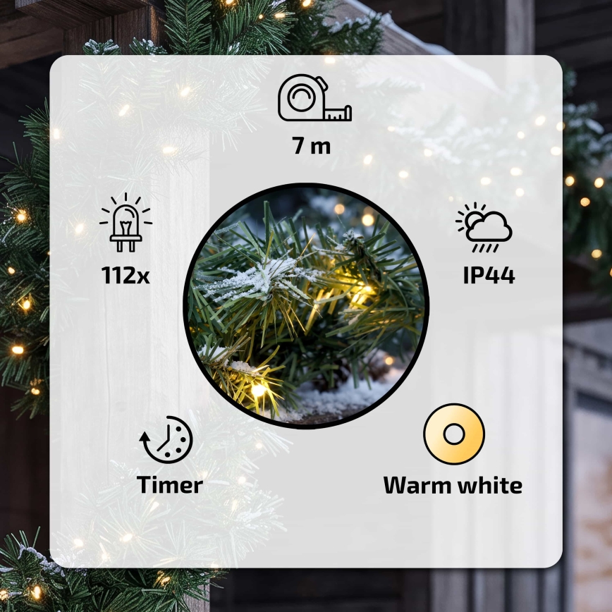 Брілагі - LED зовнішня різдвяна гірлянда 112xLED/230V 700 см IP44