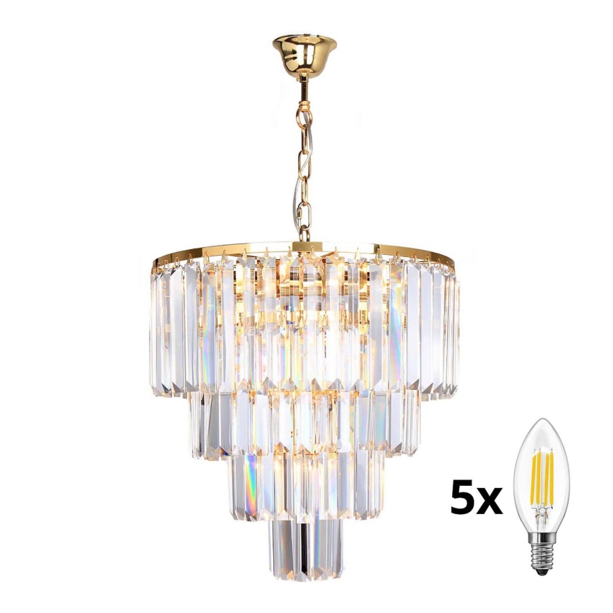 Brilagi - LED Кришталева люстра на ланцюгу MOZART 5xE14/40W/230V золотий