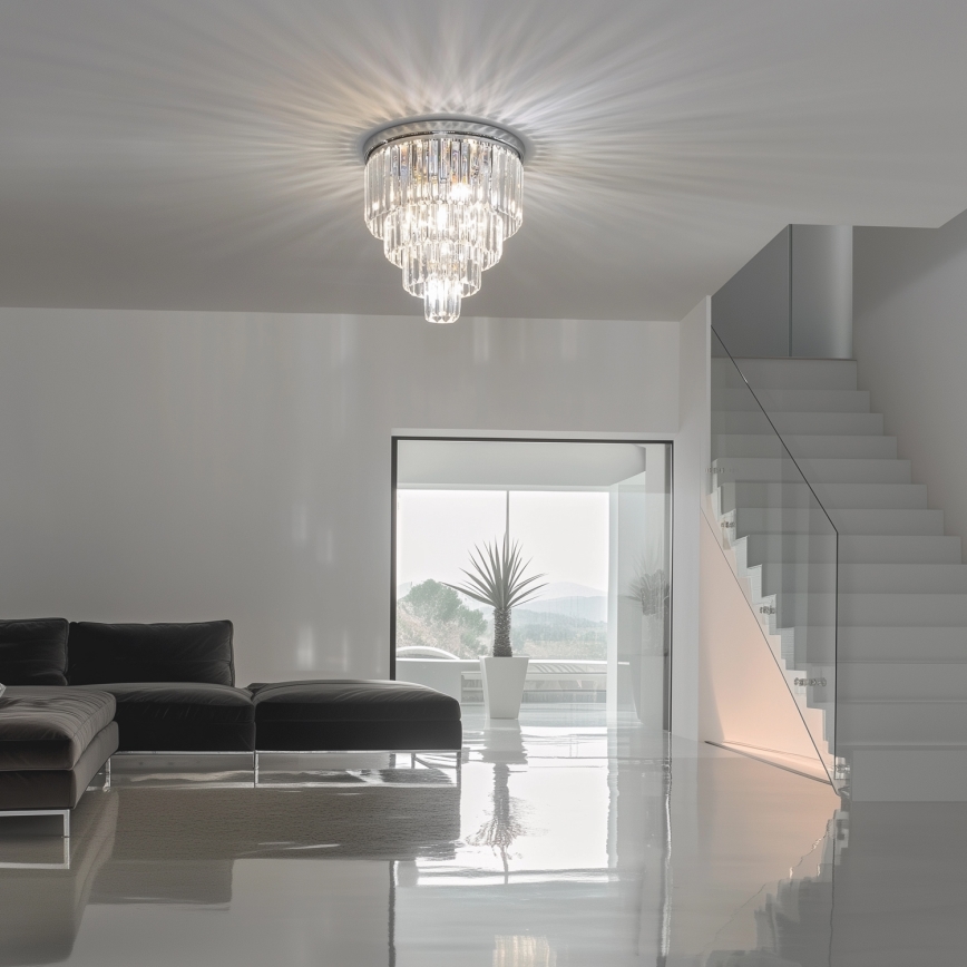 Brilagi - LED кришталевий стельовий світильник MOZART 5xE14/40W/230V Ø 40 см глянцевий хром