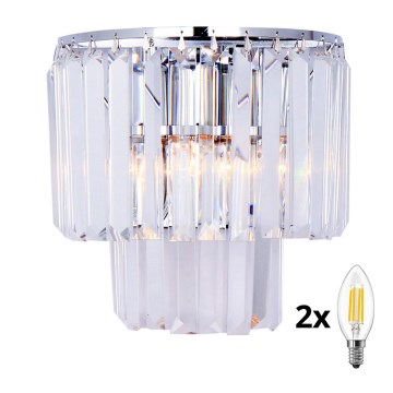 Brilagi - LED Кришталевий настінний світильник MOZART 2xE14/40W/230V глянцевий хром