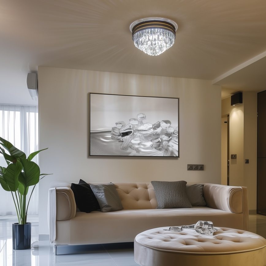 Brilagi - LED кришталевий стельовий світильник VELURE 5xE14/40W/230V, діаметр 46 см, чорний