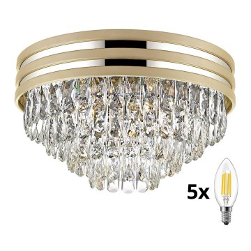Brilagi - LED Кришталевий стельовий світильник VELURE 5xE14/40W/230V золотий