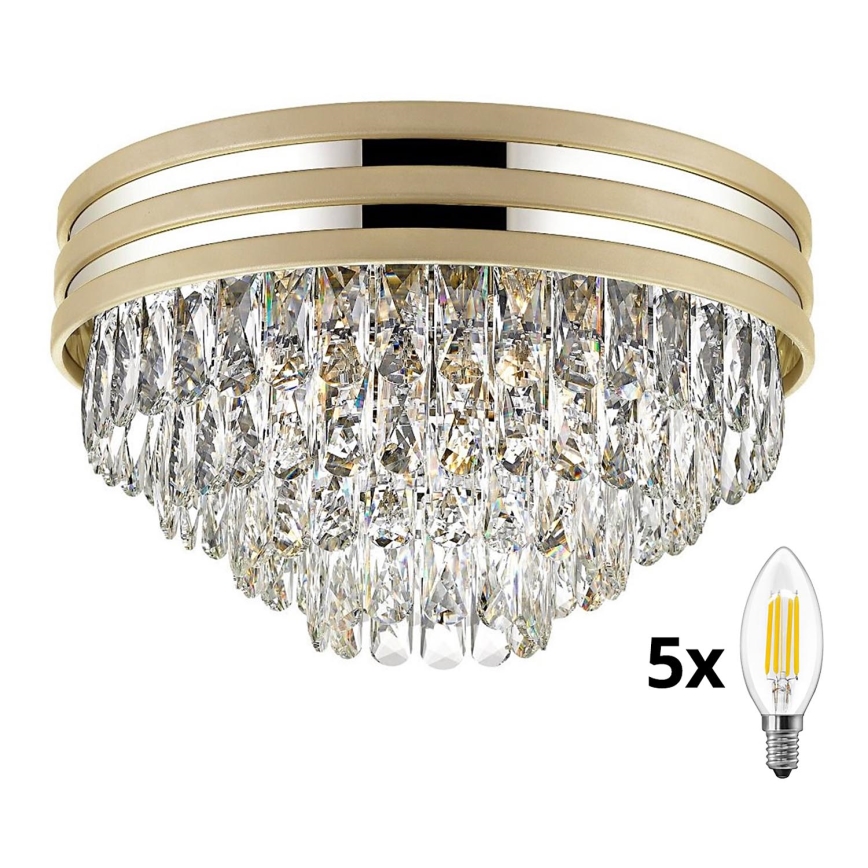 Brilagi - LED Кришталевий стельовий світильник VELURE 5xE14/40W/230V золотий