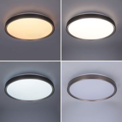 Brilagi - Диммируемый LED потолочный светильник FANCIA LED, 48 Вт, 230 В, 3000–6500 К, диаметр 39 см, серебристый + пульт дистанционного управления
