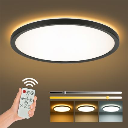 Brilagi - Стельовий світильник ULTRA SLIM LED, 24 Вт, 230 В, 2700–6500 К, діаметр 42 см, чорний, з регулюванням яскравості + дистанційне керування