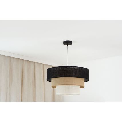 Brilagi - Люстра на тросе ASPEN LUNETA 1xE27/15W/230V диаметр 45 см черный/бежевый/кремовый