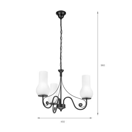 Brilagi - Люстра на цепи COTTAGE 3xE14/40W/230V черный/белый