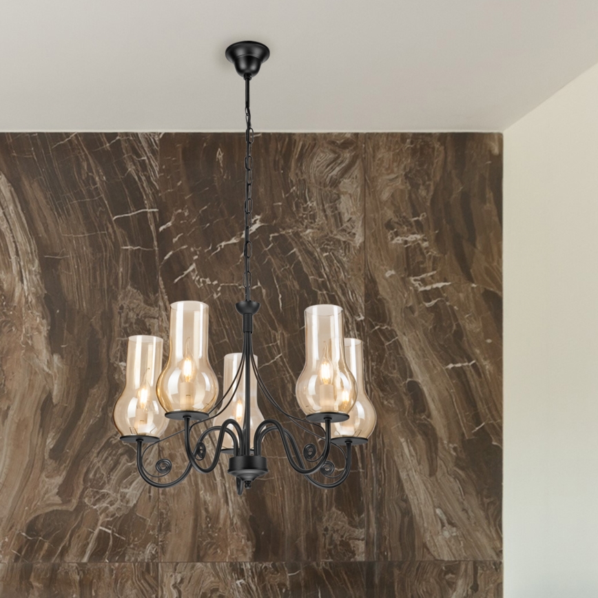 Brilagi - Люстра на цепи COTTAGE 5xE14/40W/230V черный/коричневый