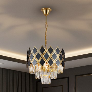 Brilagi - Люстра на цепи CRISTAL 5×E14/40 Вт/230 В диам. 38 см золотой/чёрный