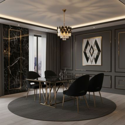 Brilagi - Люстра на цепи CRISTAL 5×E14/40 Вт/230 В диам. 38 см золотой/чёрный