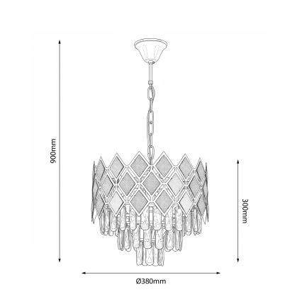 Brilagi - Люстра на цепи CRISTAL 5×E14/40 Вт/230 В диам. 38 см золотой/чёрный