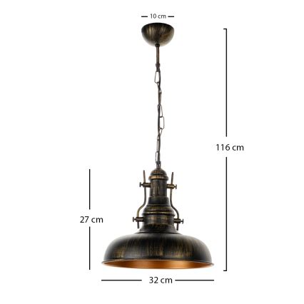 Brilagi - Люстра на цепи PYRONIC 1xE27/40W/230V диаметр 32 см бронза/патина