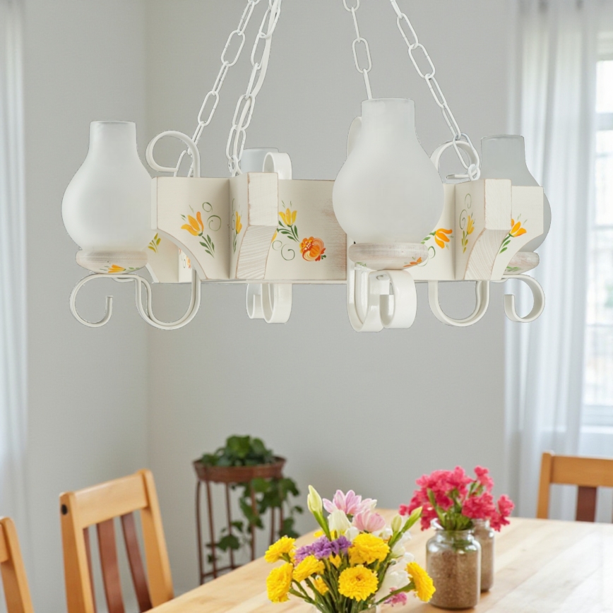 Brilagi - Люстра на цепи QUEEN 4xE14/40W/230V бук/кремовый