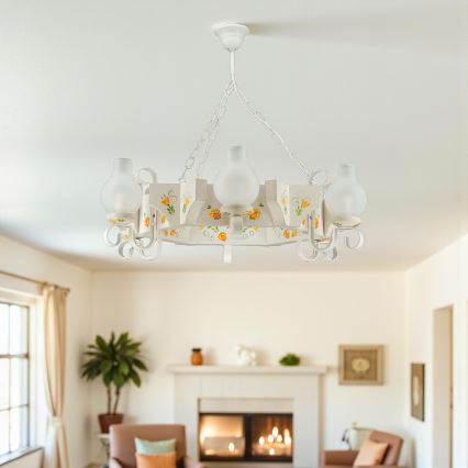 Brilagi - Люстра на цепи QUEEN 6xE14/40W/230V бук/кремовая