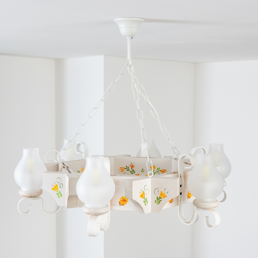 Brilagi - Люстра на цепи QUEEN 6xE14/40W/230V бук/кремовая