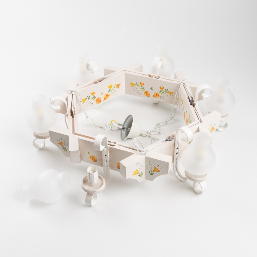 Brilagi - Люстра на цепи QUEEN 6xE14/40W/230V бук/кремовая