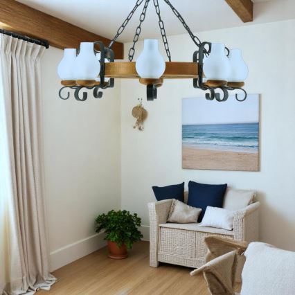 Brilagi - Люстра на цепи ROATA 8xE14/40W/230V диаметр 70 см бук