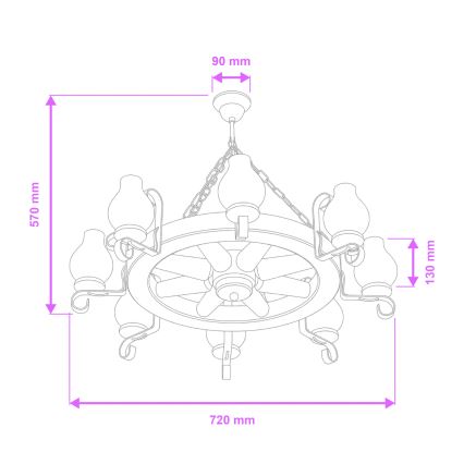Brilagi - Люстра на цепи ROATA 8xE14/40W/230V диаметр 70 см бук