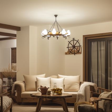 Brilagi - Люстра на цепи TIMONA 8xE14/40W/230V, диам. 70 см, бук