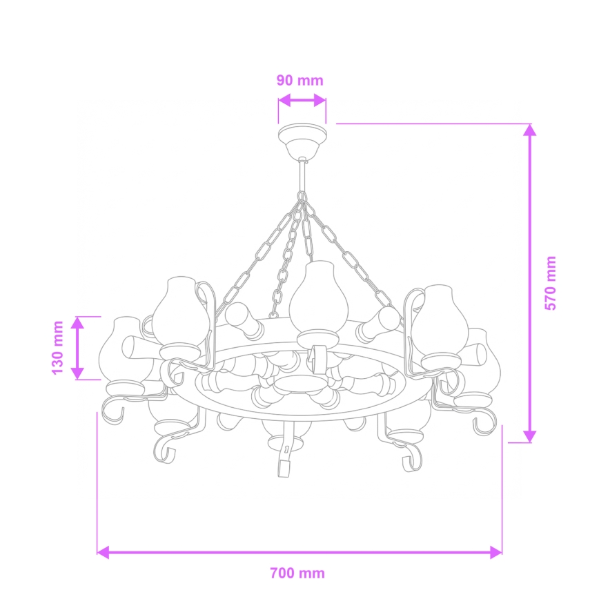 Brilagi - Люстра на цепи TIMONA 8xE14/40W/230V, диам. 70 см, бук