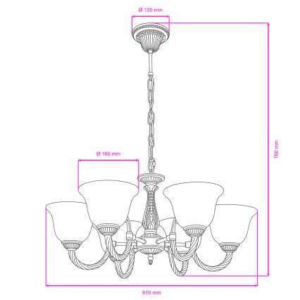BRILAGI - Люстра на ланцюгу CLASSIC 6xE14/10W/230V латунь