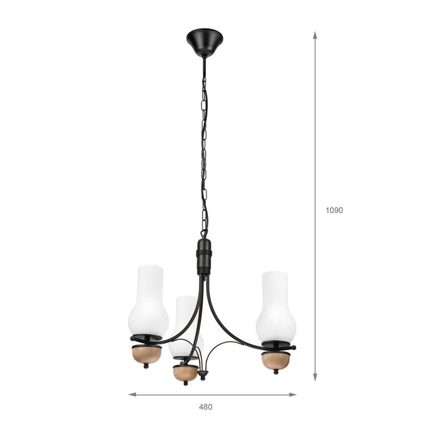 Brilagi - Люстра на ланцюгу COTTAGE 3xE14/40W/230V бук/білий
