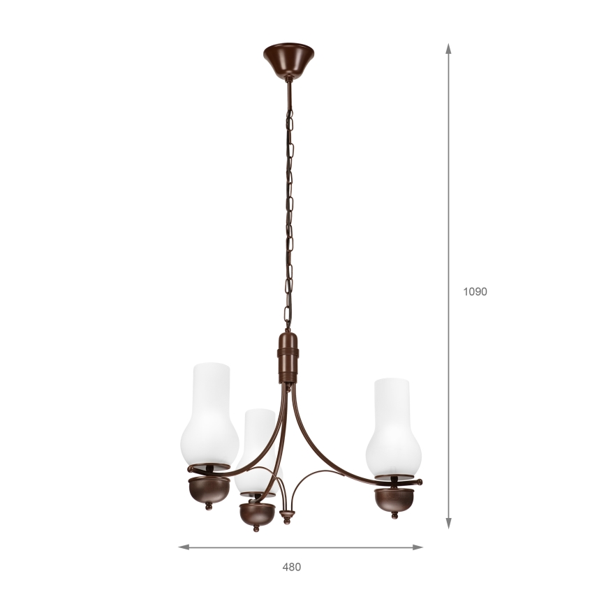 Brilagi - Люстра на ланцюгу COTTAGE 3xE14/40W/230V дуб/білий