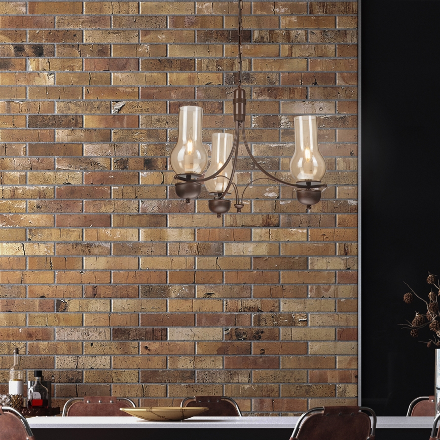 Brilagi - Люстра на ланцюгу COTTAGE 3xE14/40W/230V дуб/коричневий