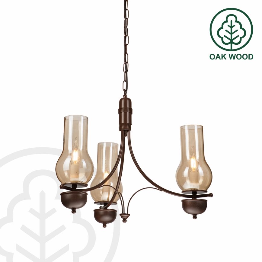 Brilagi - Люстра на ланцюгу COTTAGE 3xE14/40W/230V дуб/коричневий