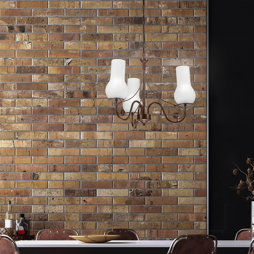 Brilagi - Люстра на ланцюгу COTTAGE 3xE14/40W/230V коричневий/білий