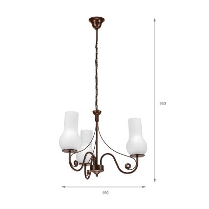 Brilagi - Люстра на ланцюгу COTTAGE 3xE14/40W/230V коричневий/білий