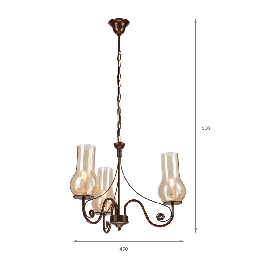 Brilagi - Люстра на ланцюгу COTTAGE 3xE14/40W/230V коричневий