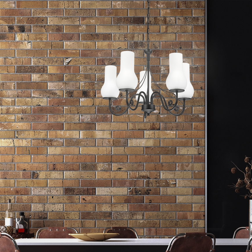 Brilagi - Люстра на ланцюгу COTTAGE 5xE14/40W/230V чорний/білий