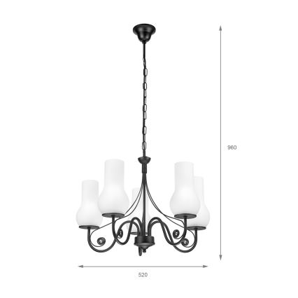 Brilagi - Люстра на ланцюгу COTTAGE 5xE14/40W/230V чорний/білий