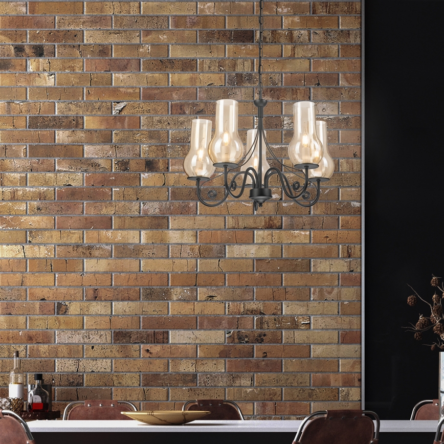 Brilagi - Люстра на ланцюгу COTTAGE 5xE14/40W/230V чорний/коричневий